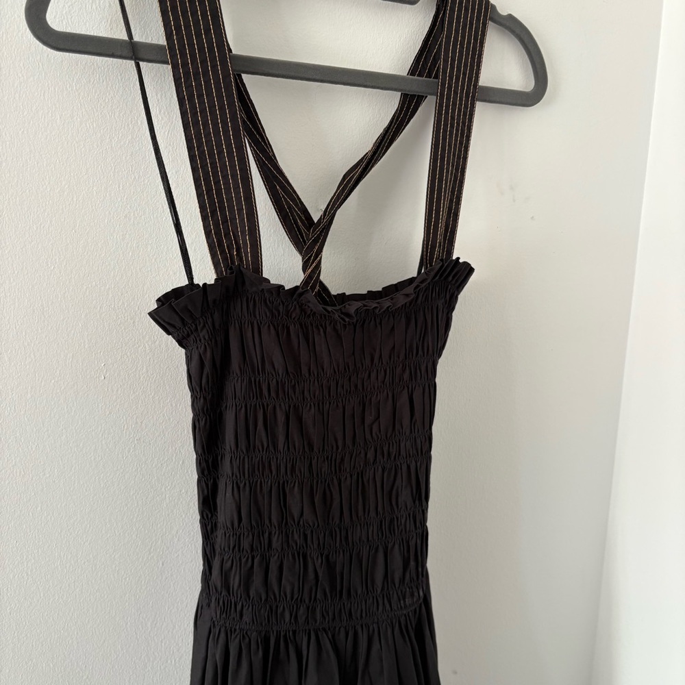 ZARA Topstitched Black Midi Dress with Pockets 100% Cotton Size M NWT - Picture 13 of 15